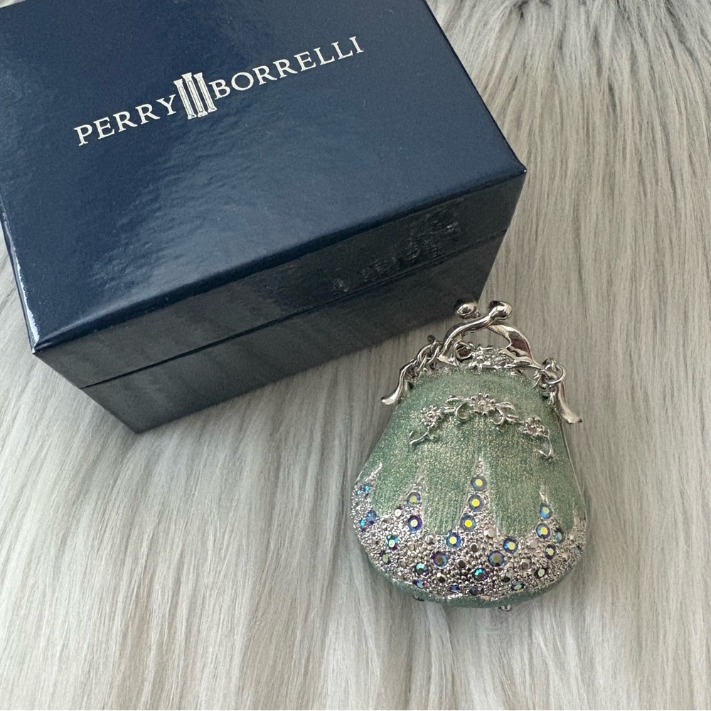 Perry Borrelli Light Green Sparkle & Crystal Purse Trinket Box